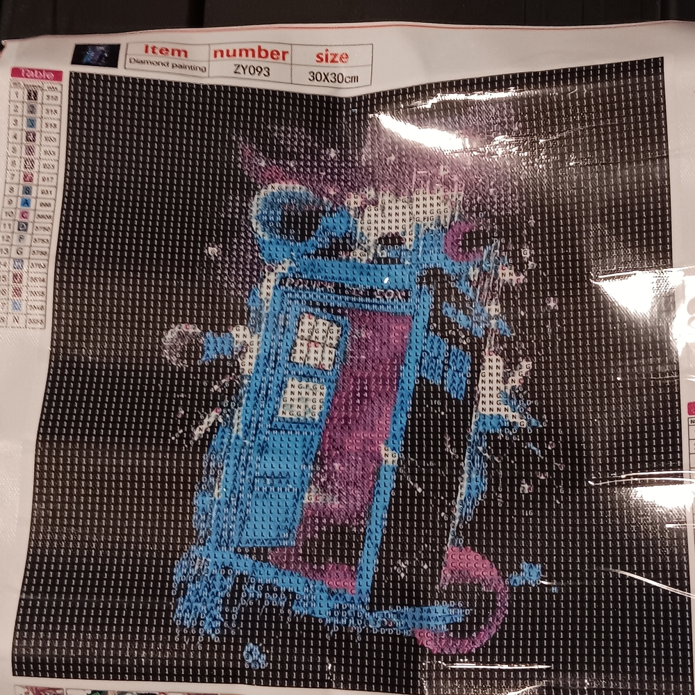 Blue and Purple Dr Who  TARDIS Diamond Painting Kit 30x30